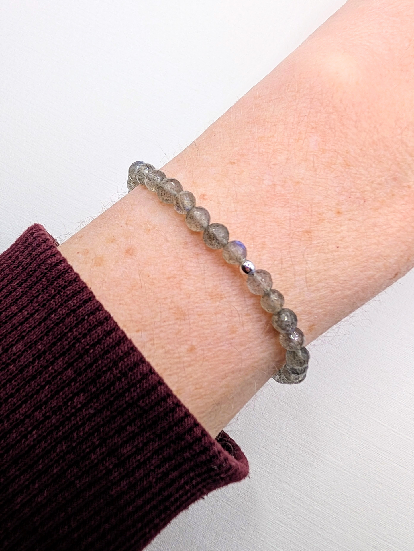 Labradorite & Sterling Silver Beaded Bracelet