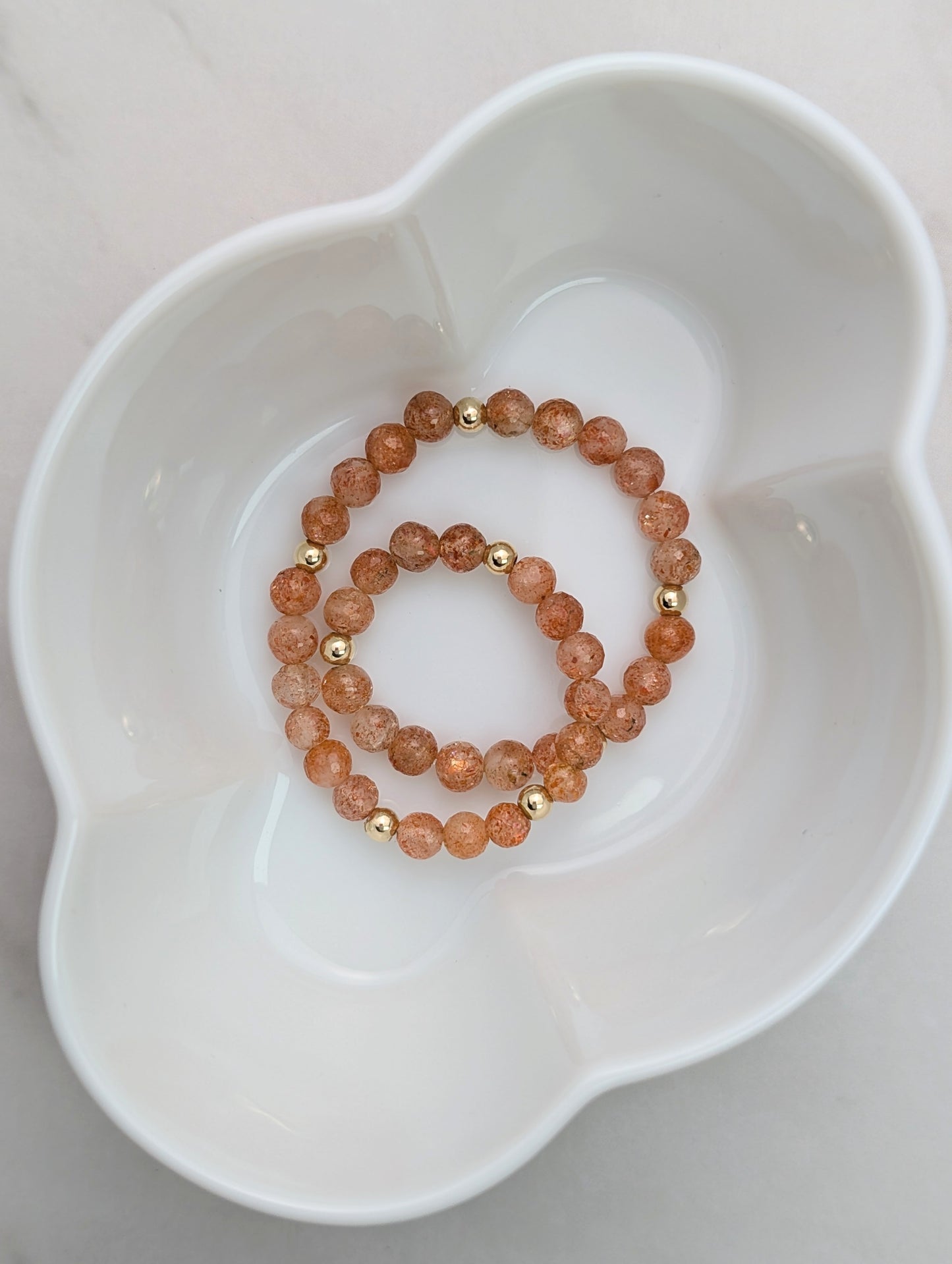 Sunstone & Gold Beaded Bracelet