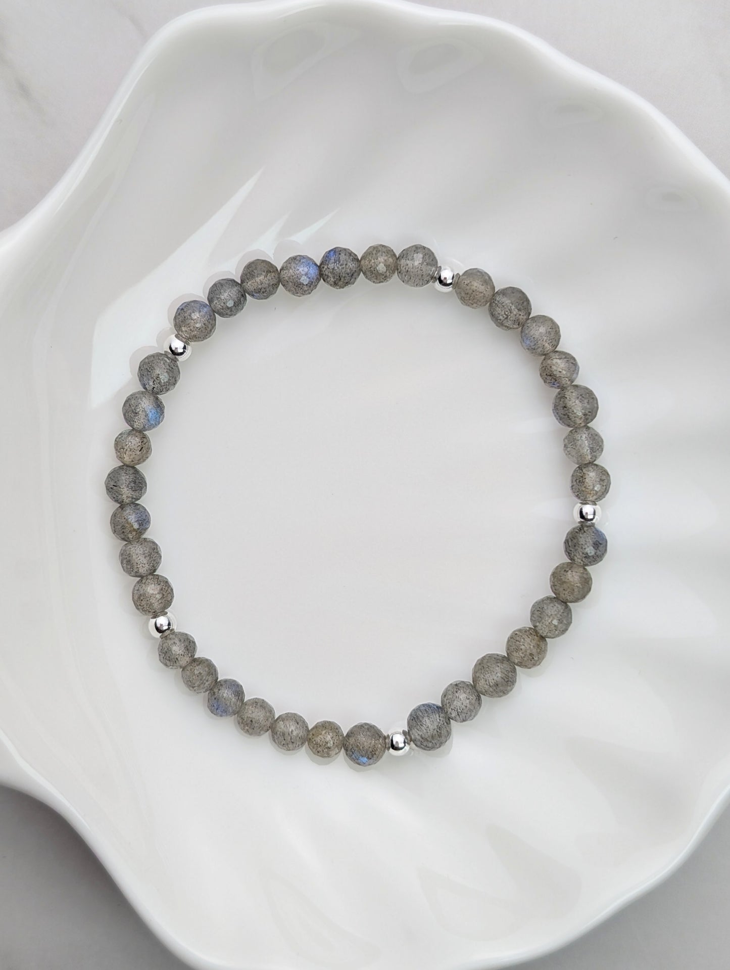 Labradorite & Sterling Silver Beaded Bracelet