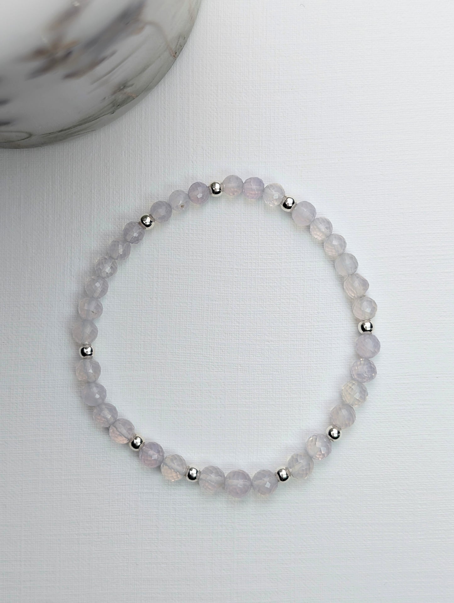 Lavender Quartz & Sterling Silver Beaded Bracelet