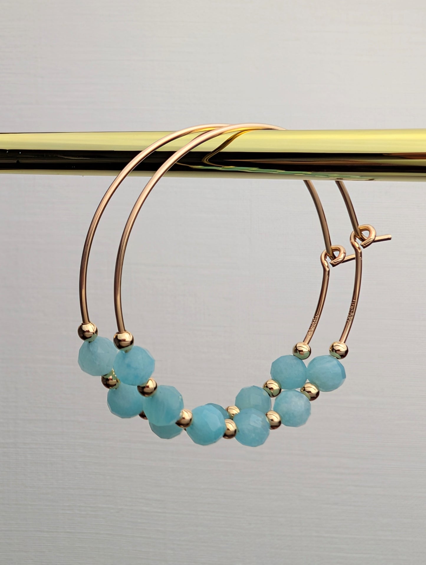 Amazonite & Gold 30mm Hoop Earrings