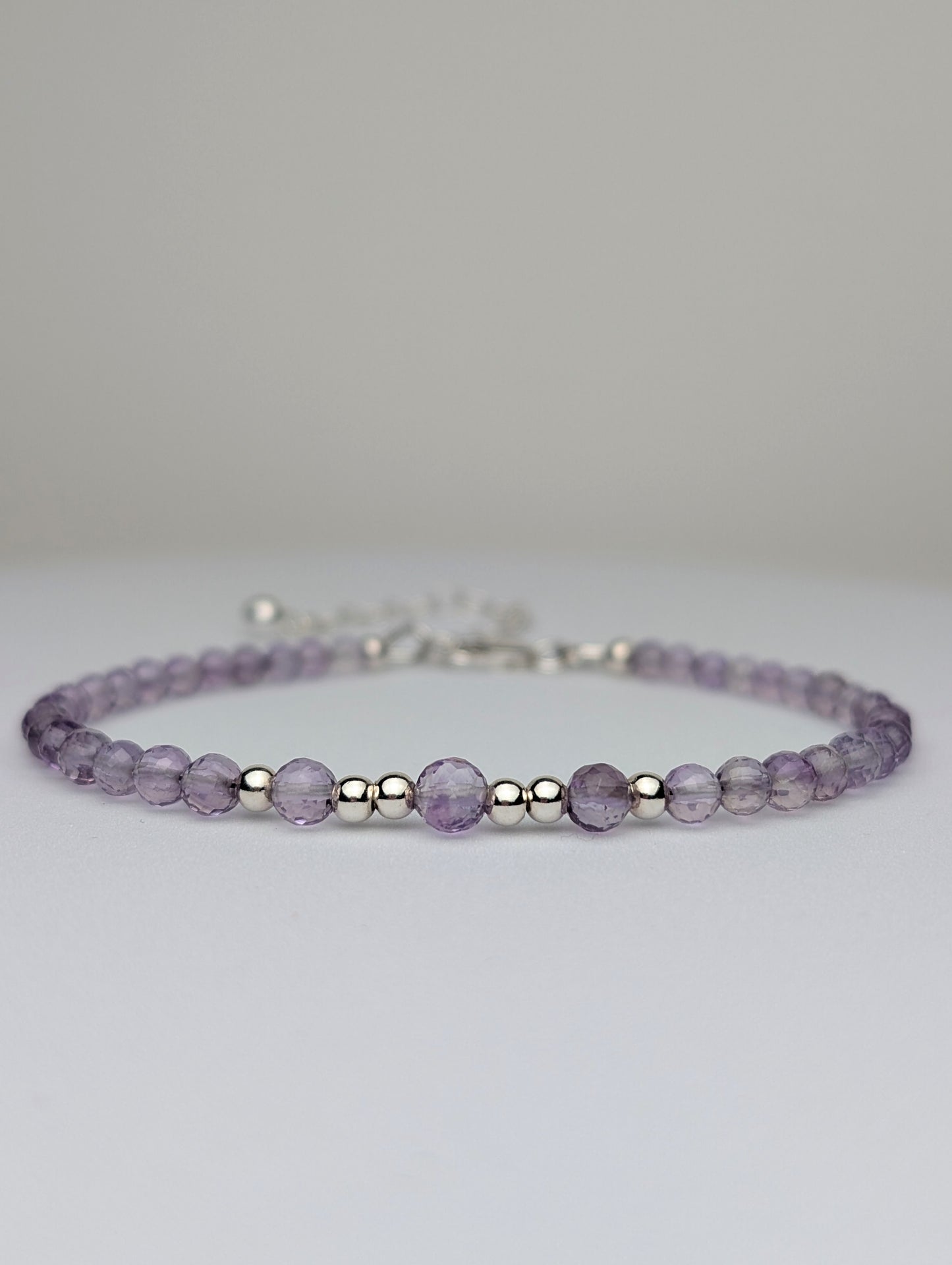 Amethyst & Sterling Silver Beaded Bracelet