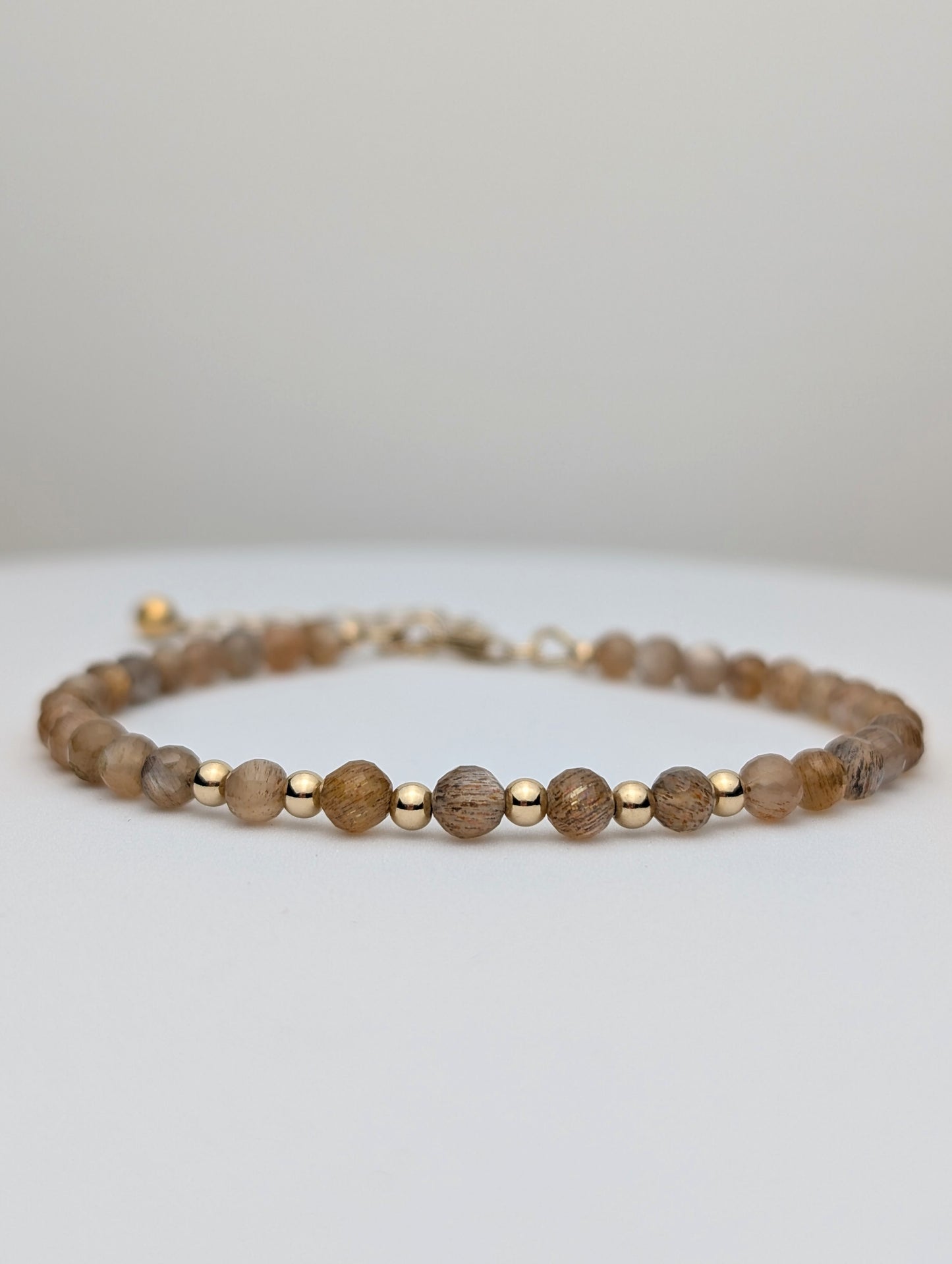 Golden Moonstone & Gold Beaded Bracelet