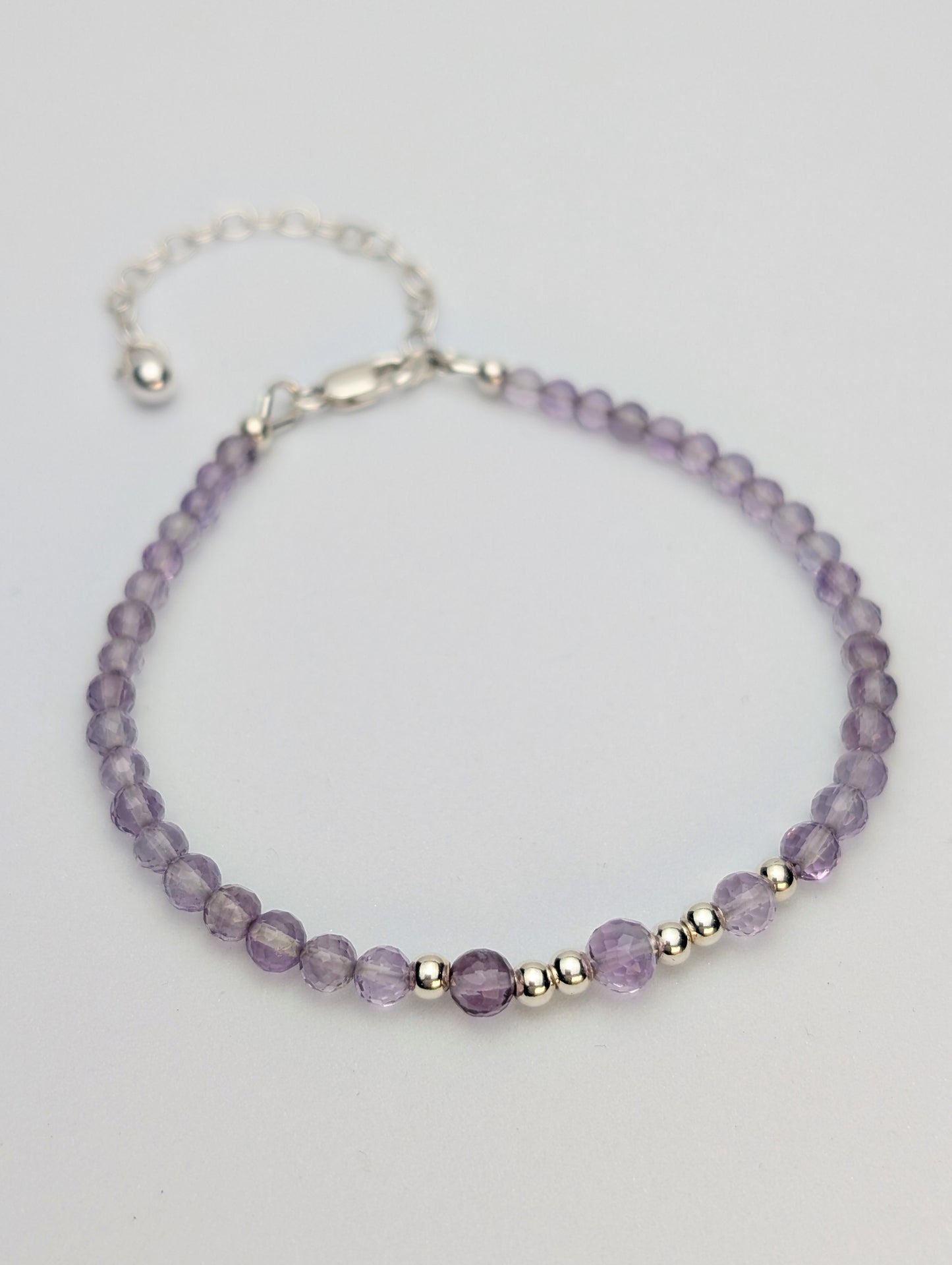 Amethyst & Sterling Silver Beaded Bracelet