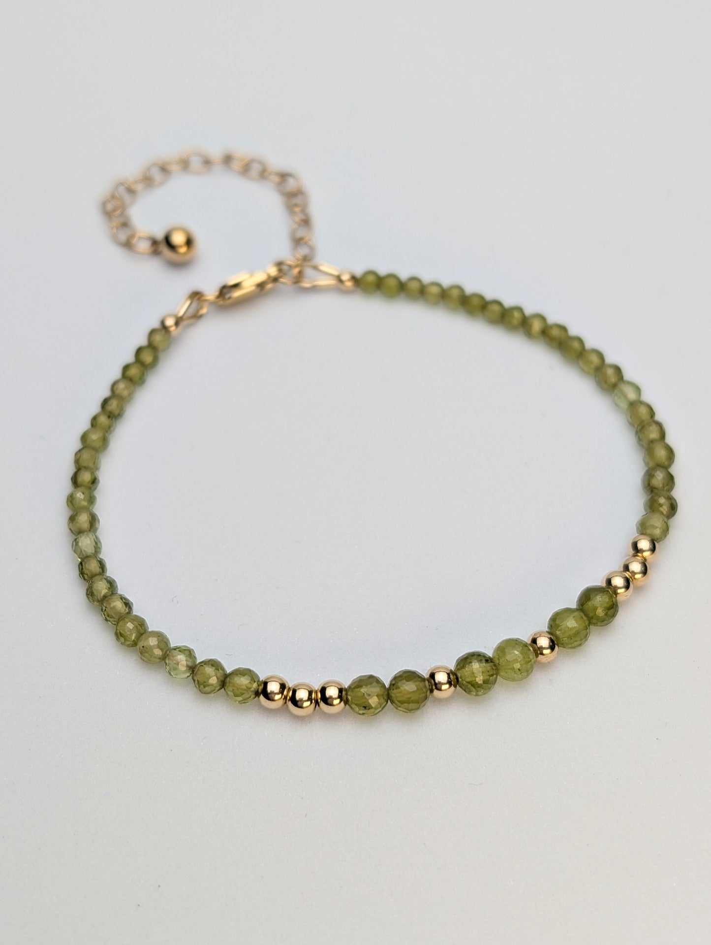 Vesuvianite & Gold Beaded Bracelet