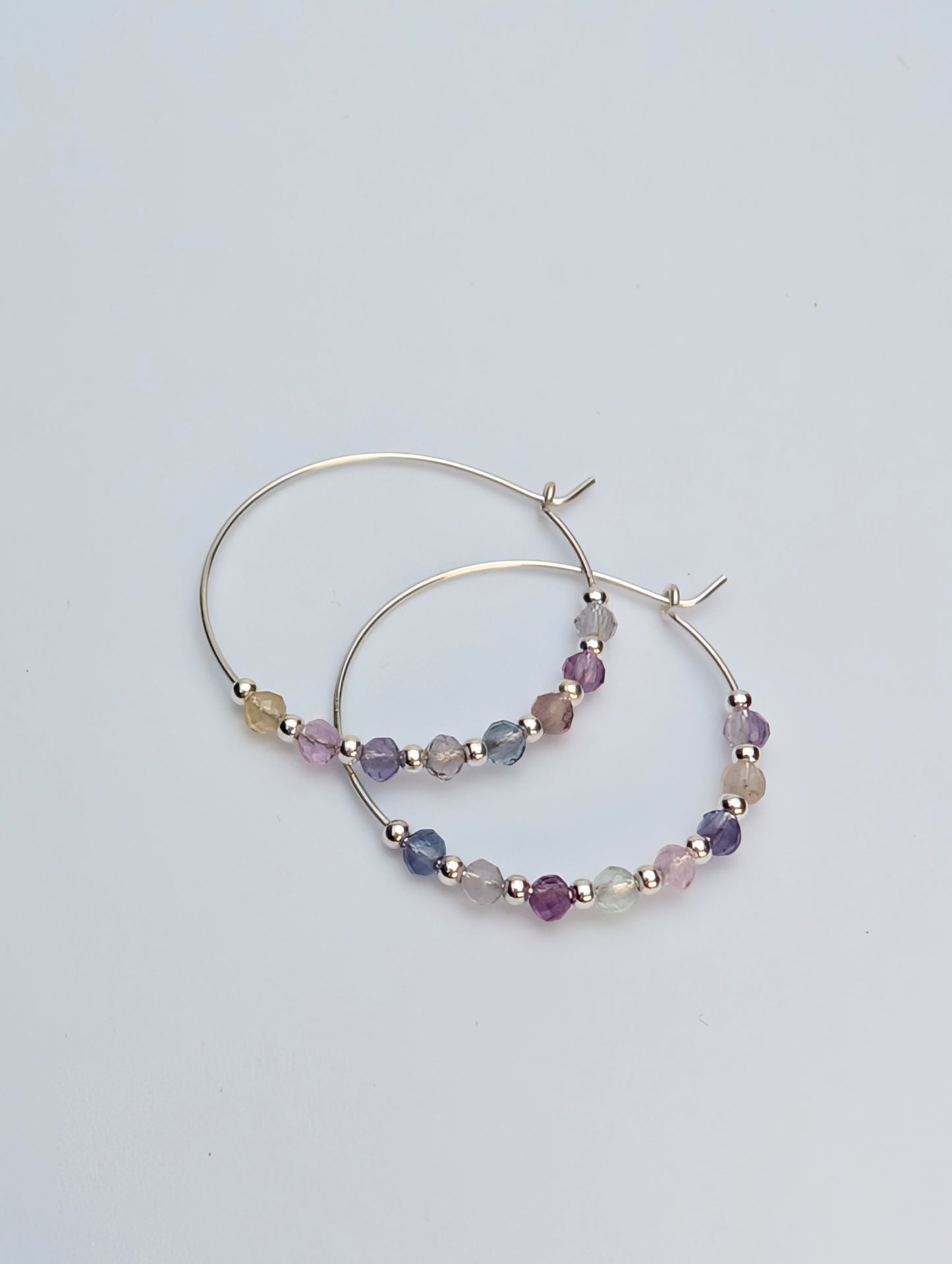 Fluorite & Sterling Silver 30mm Hoop Earrings