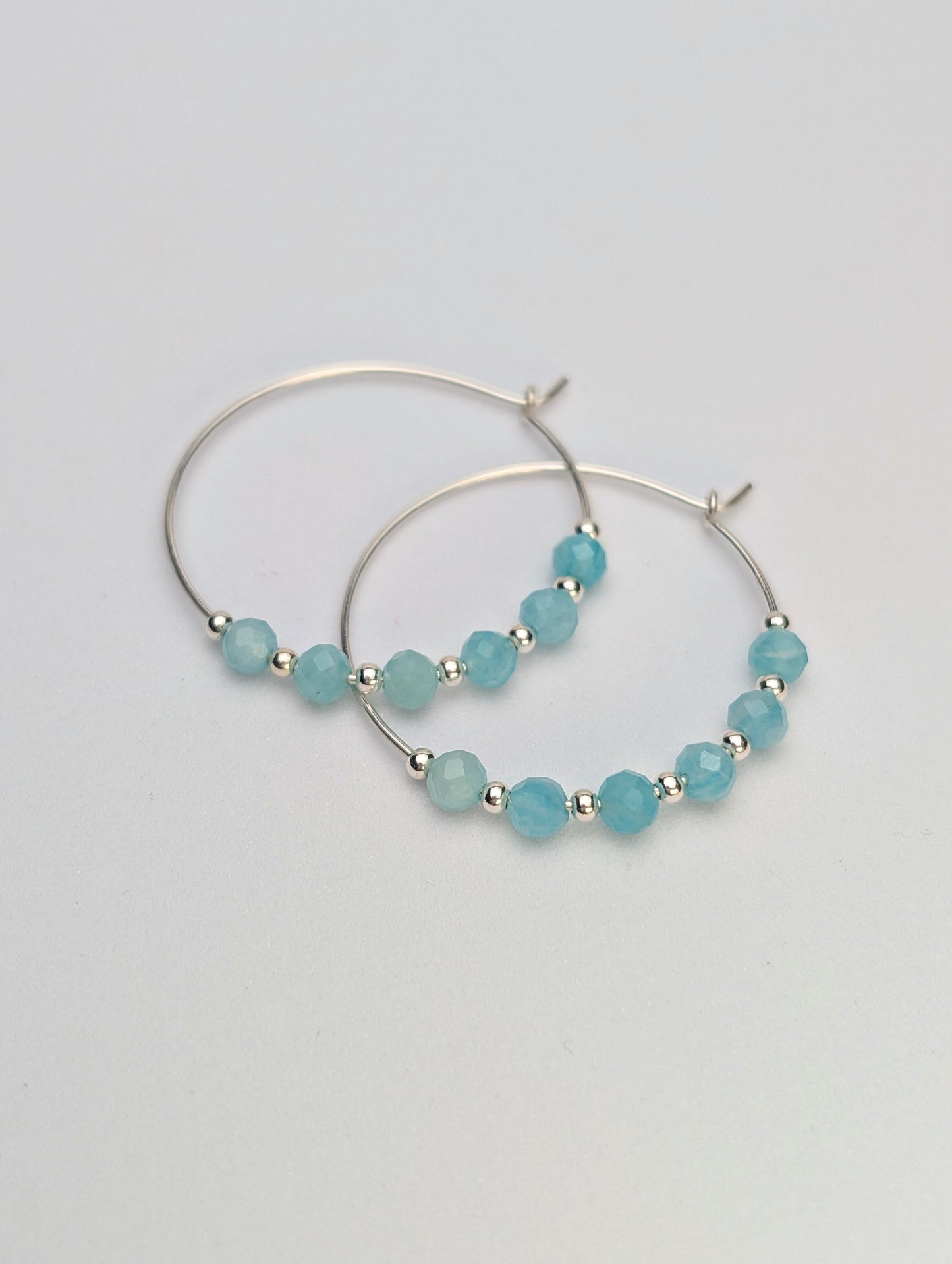 Amazonite & Sterling Silver 30mm Hoop Earrings