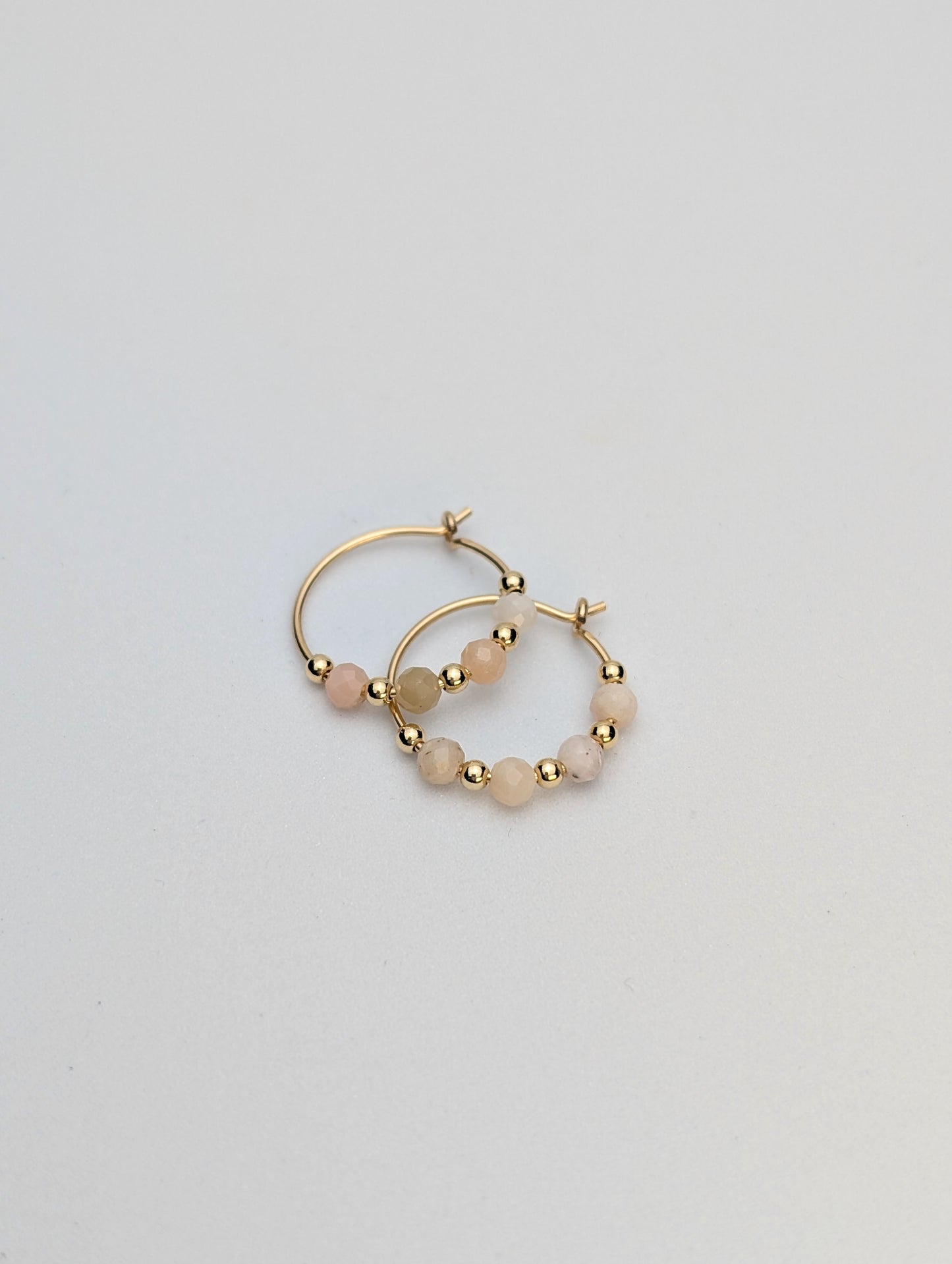 Pink Opal & Gold 15mm Hoop Earrings