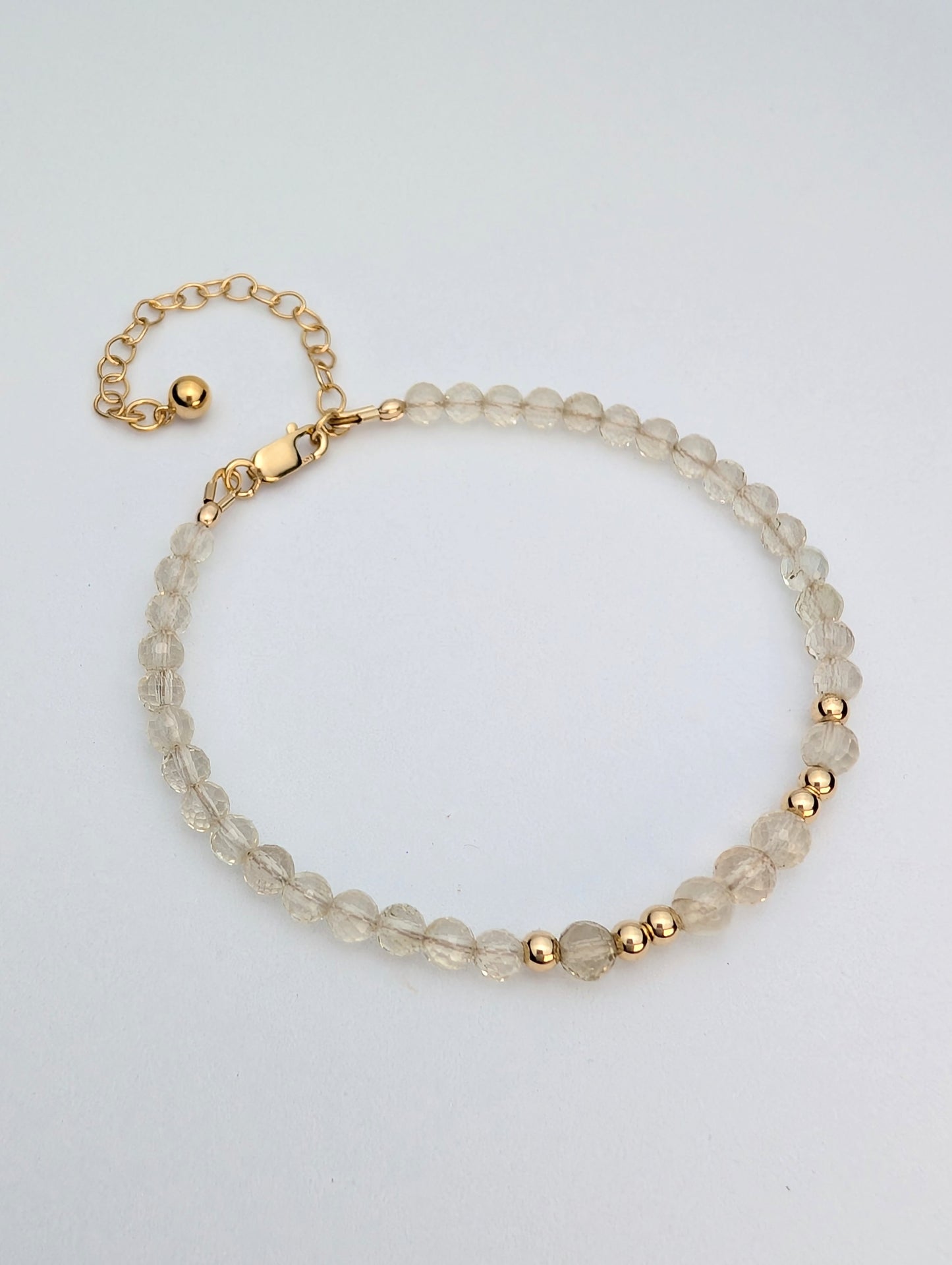 Honey Quartz & Gold Beaded Bracelet
