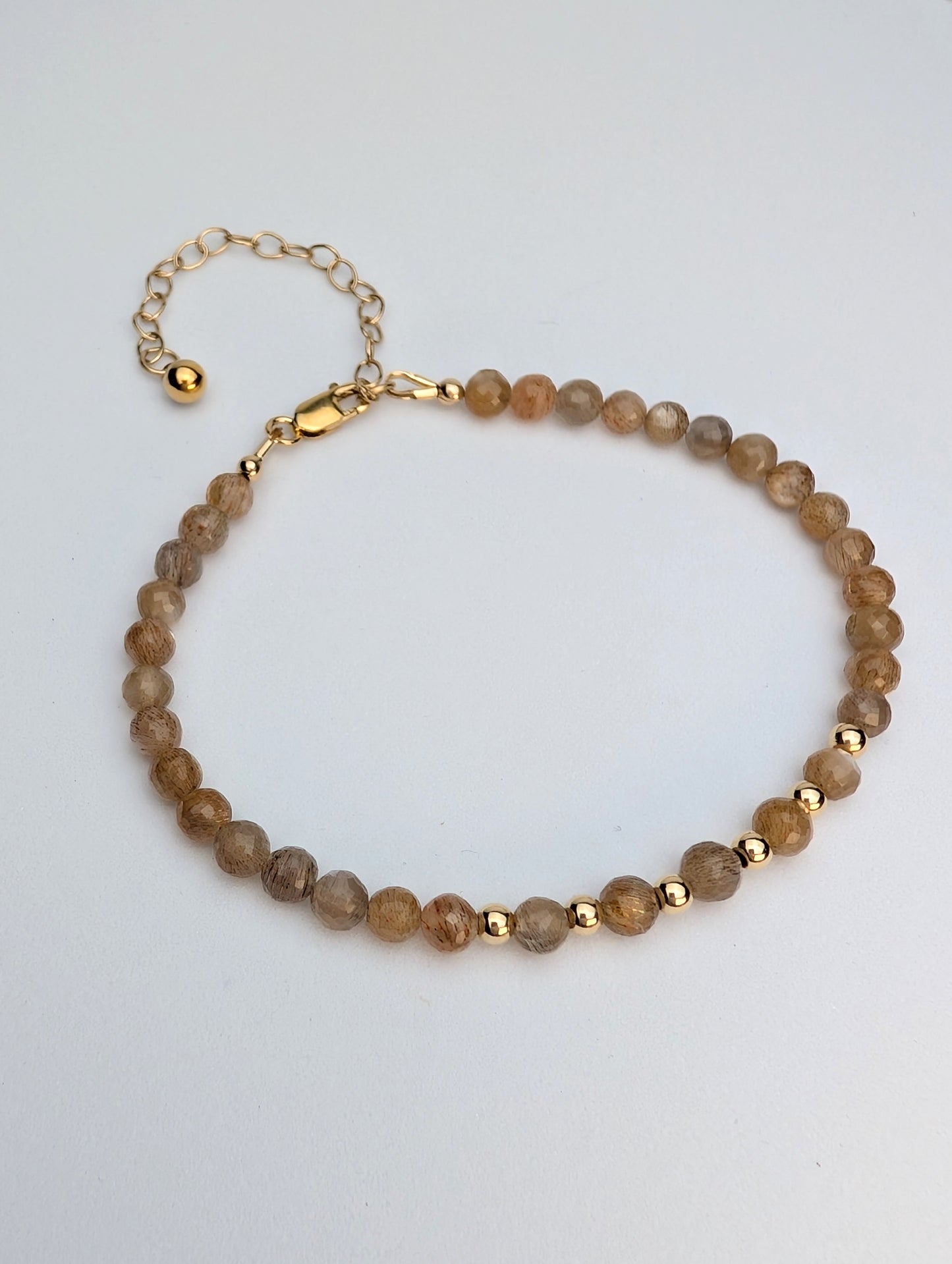 Golden Moonstone & Gold Beaded Bracelet