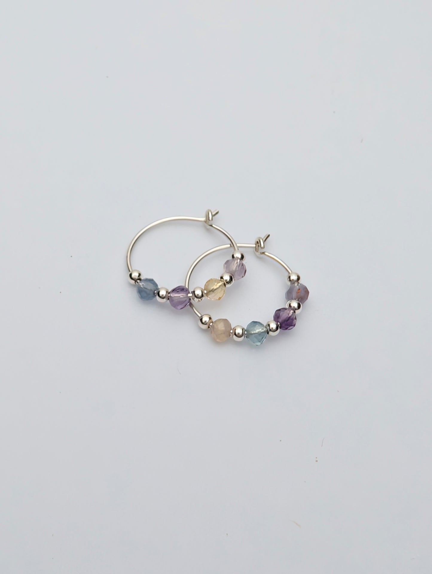 Fluorite & Sterling Silver 15mm Hoop Earrings