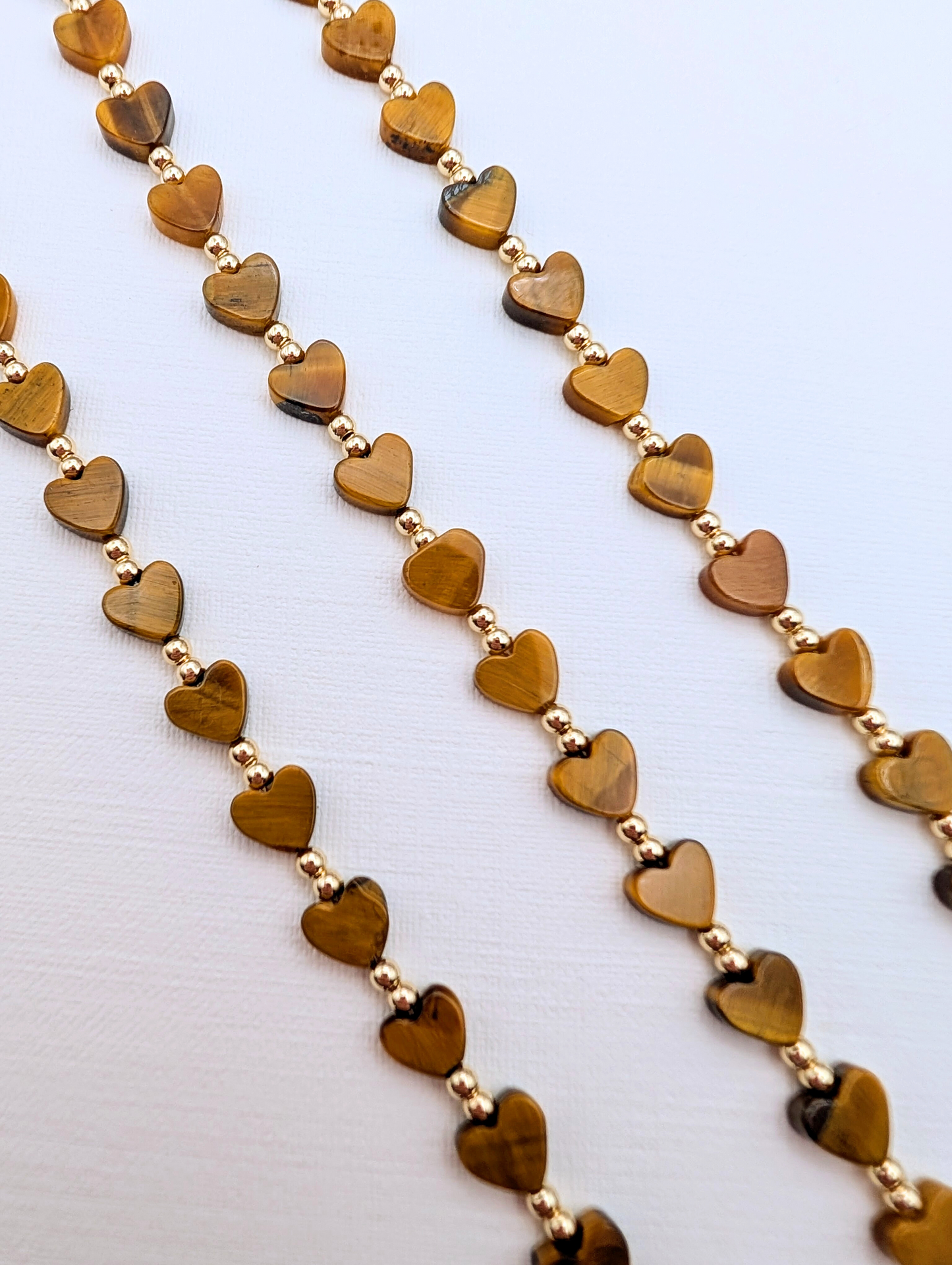 Tiger's Eye and Gold Heart Bracelet