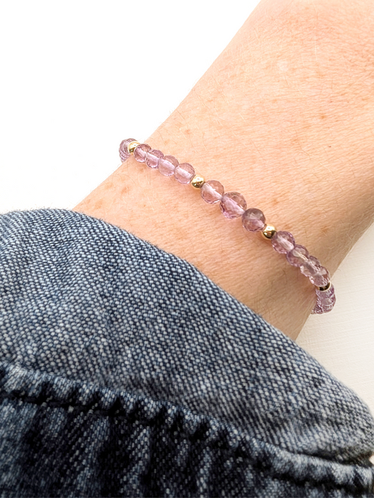 Amethyst & Gold Beaded Bracelet