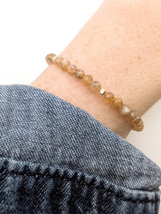 Golden Moonstone & Gold Beaded Bracelet