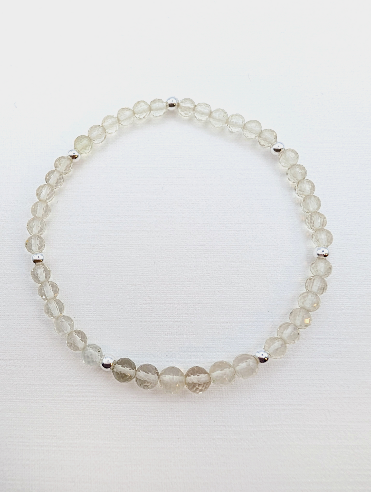 Honey Quartz & Sterling Silver Beaded Bracelet