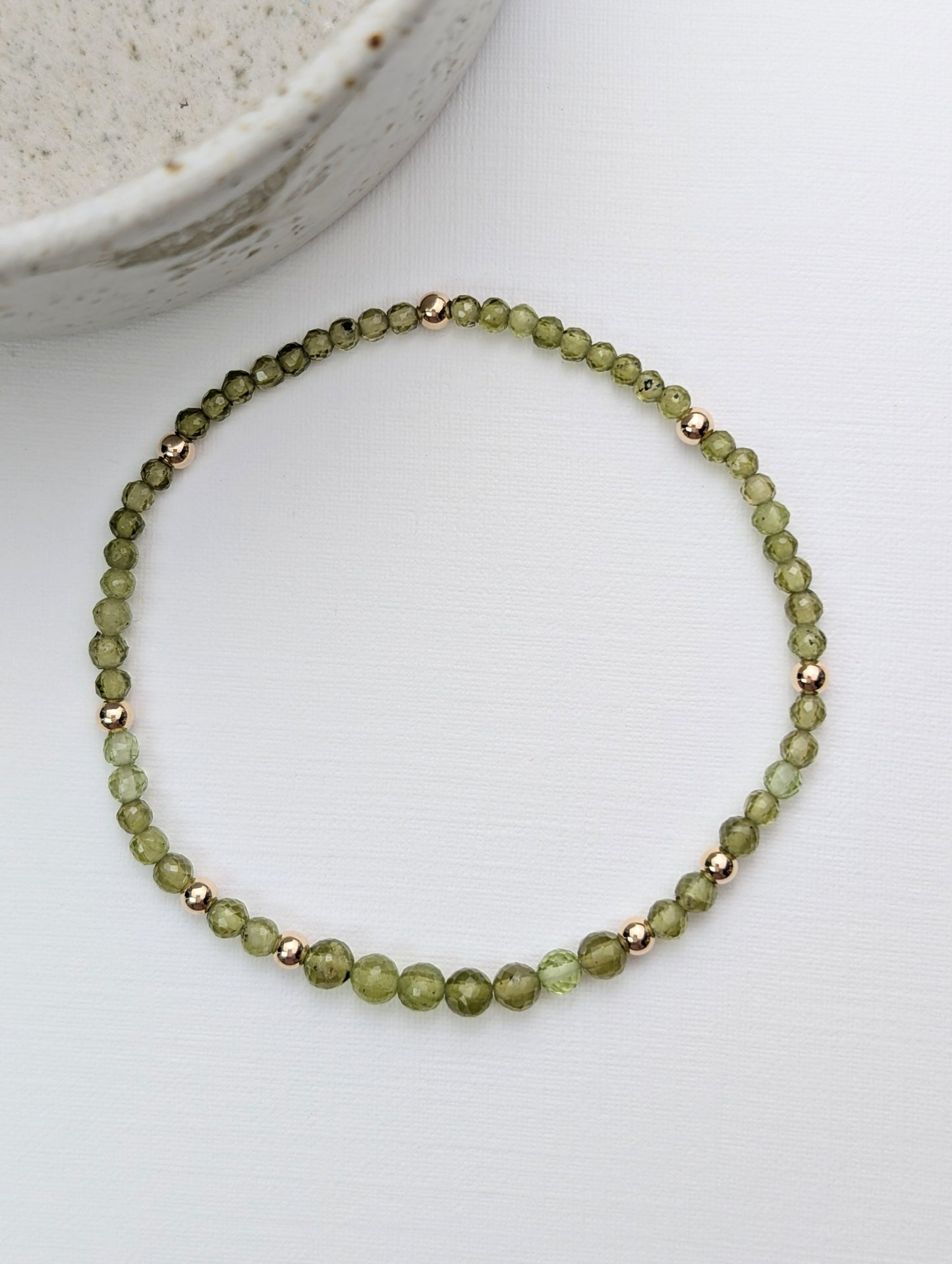 Vesuvianite & Gold Beaded Bracelet