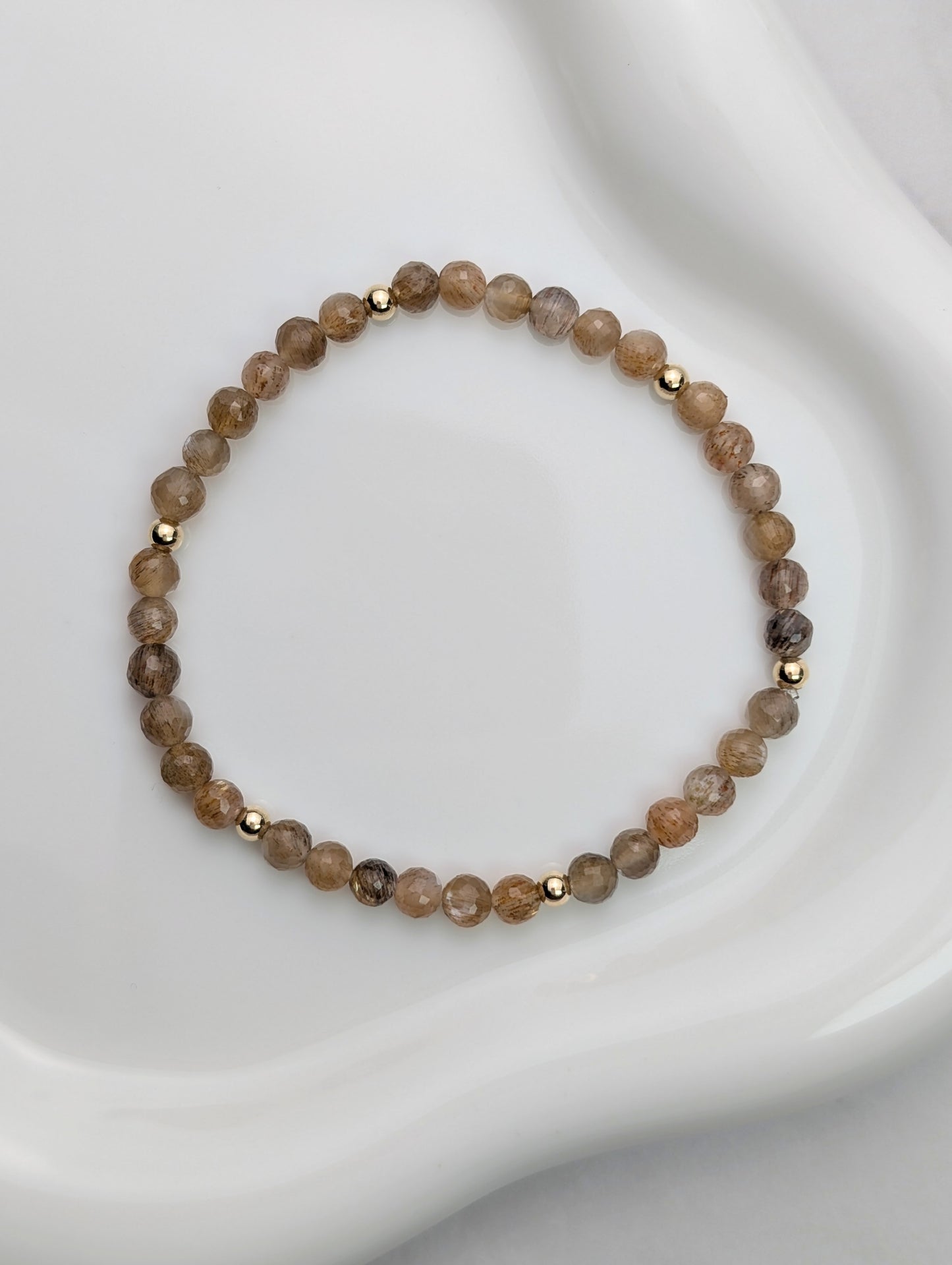 Golden Moonstone & Gold Beaded Bracelet