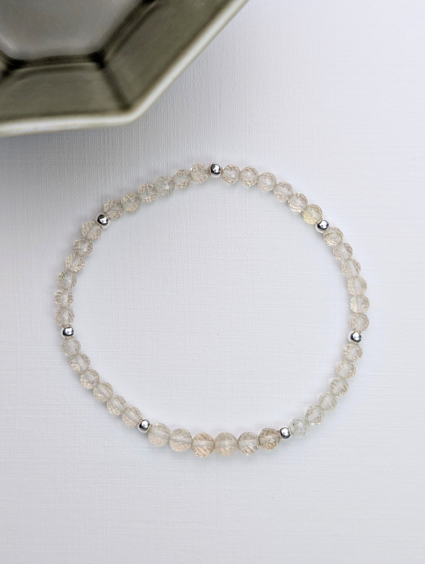 Honey Quartz & Sterling Silver Beaded Bracelet