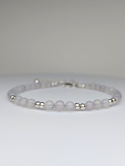 Lavender Quartz & Sterling Silver Beaded Bracelet