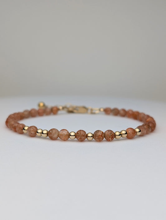 Sunstone & Gold Beaded Bracelet