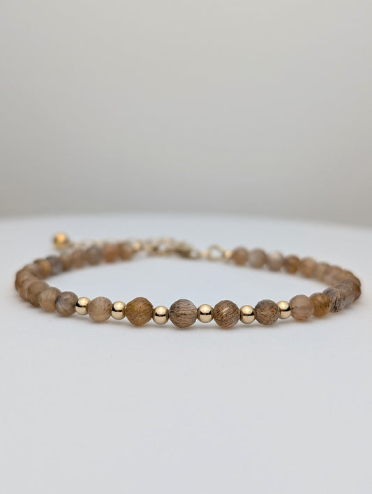 Golden Moonstone & Gold Beaded Bracelet