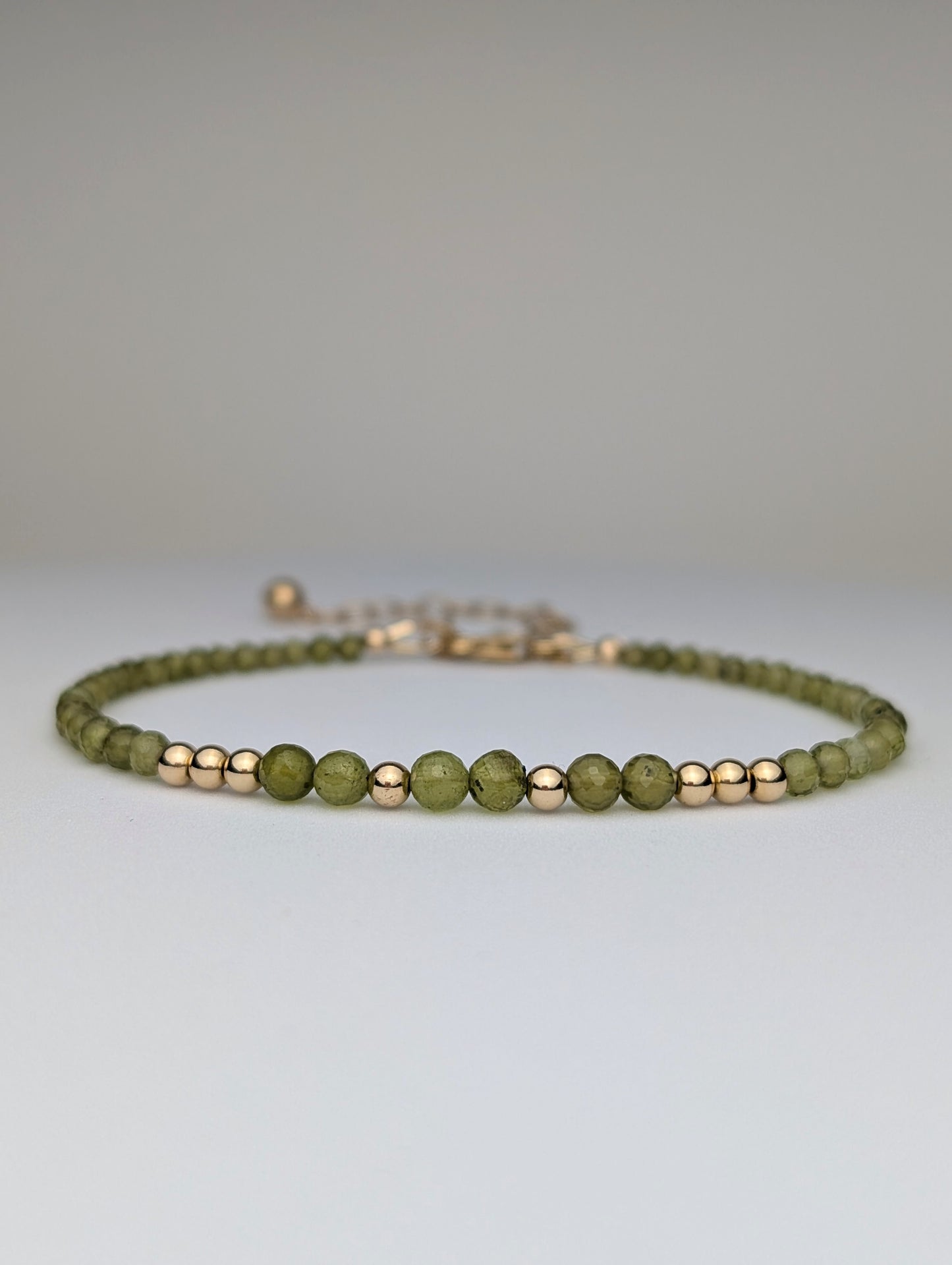 Vesuvianite & Gold Beaded Bracelet