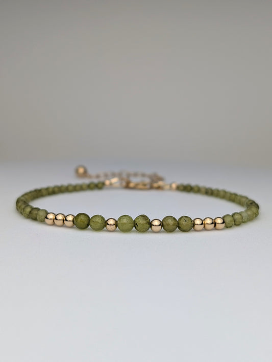 Vesuvianite & Gold Beaded Bracelet