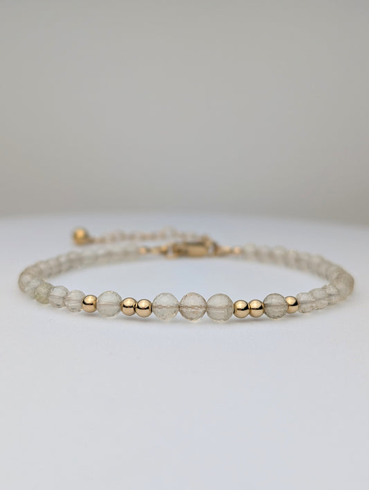 Honey Quartz & Gold Beaded Bracelet