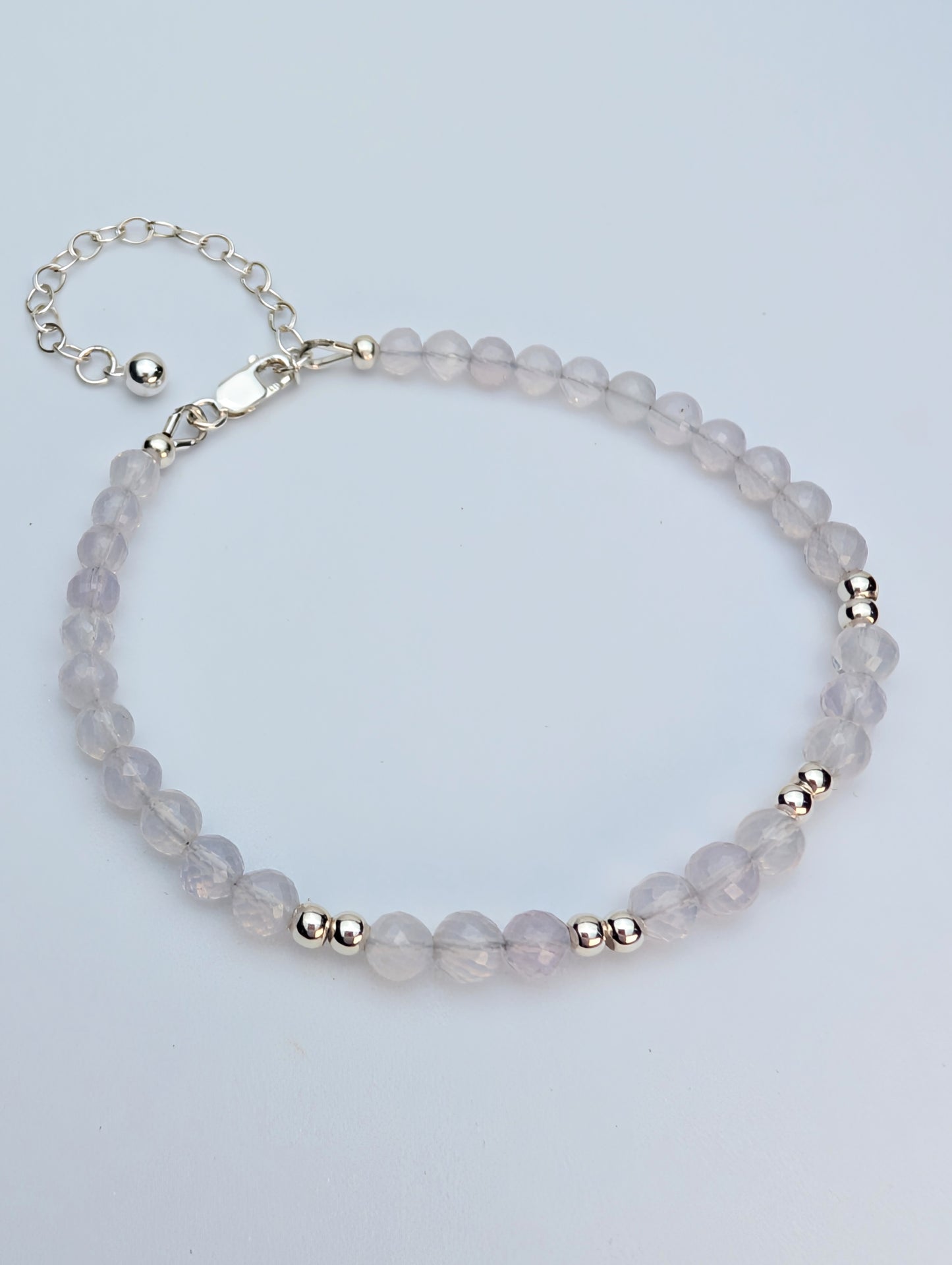 Lavender Quartz & Sterling Silver Beaded Bracelet