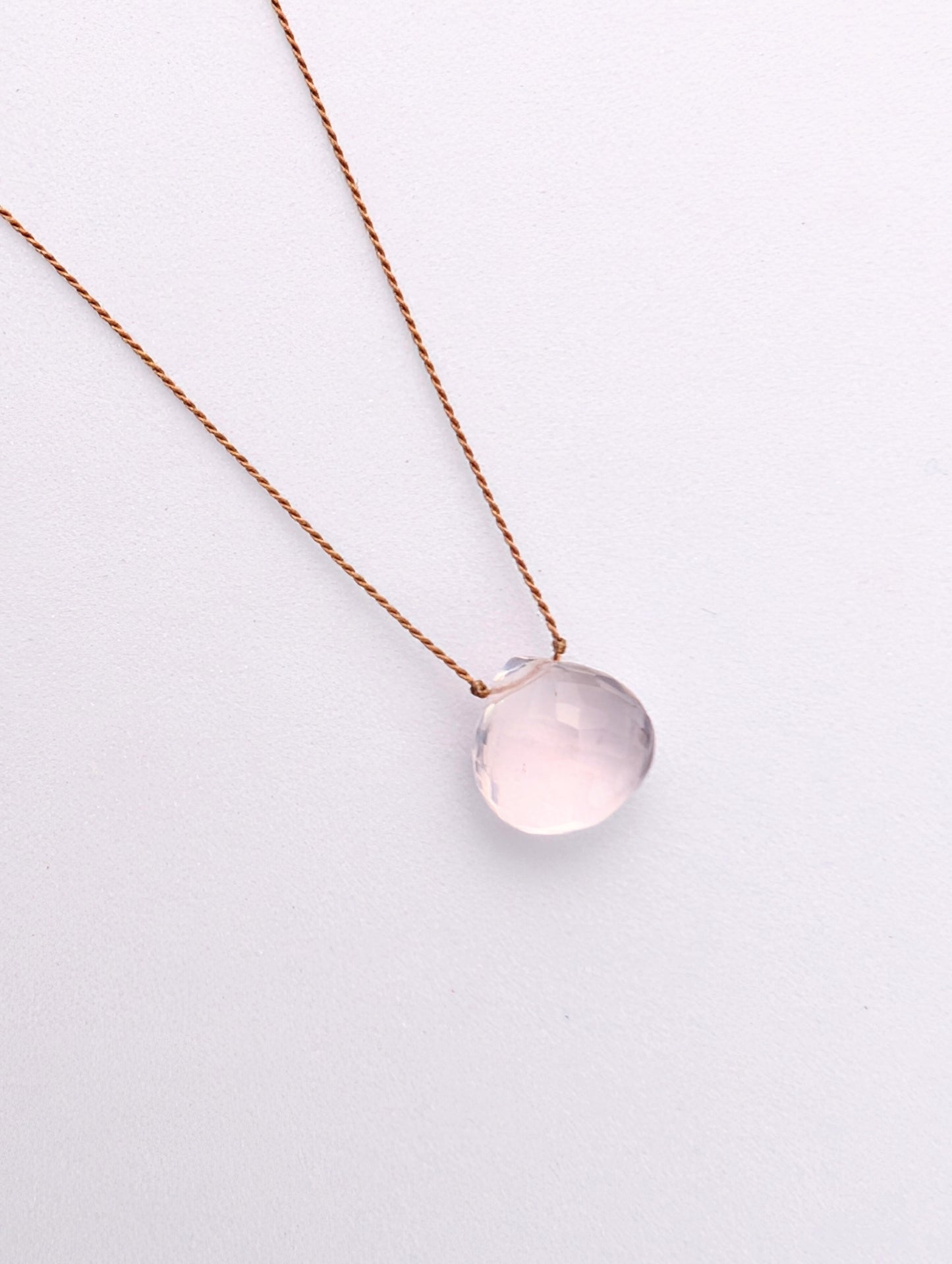 Rose Quartz Silk Cord Necklace