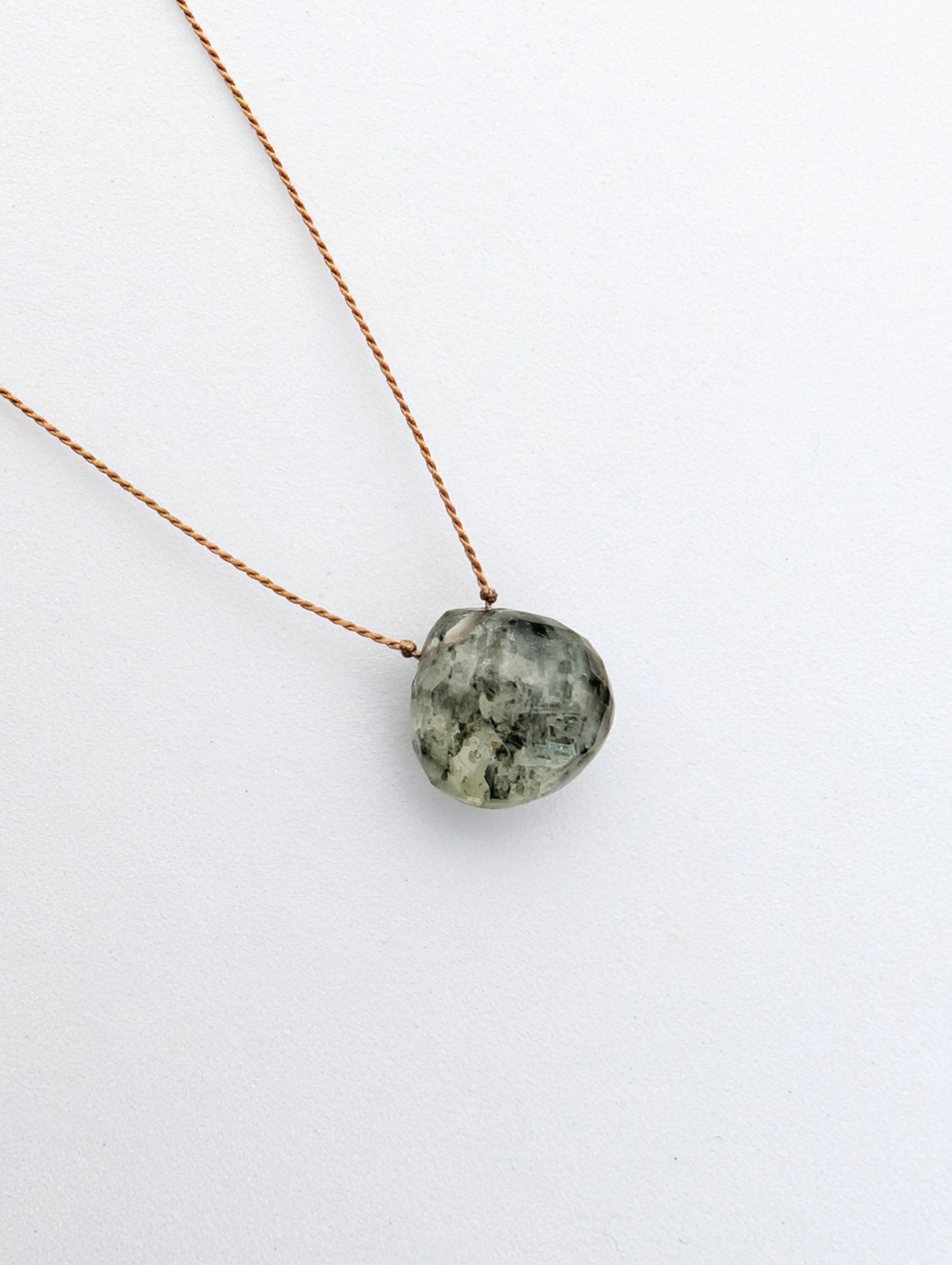 Moss Quartz Silk Cord Necklace