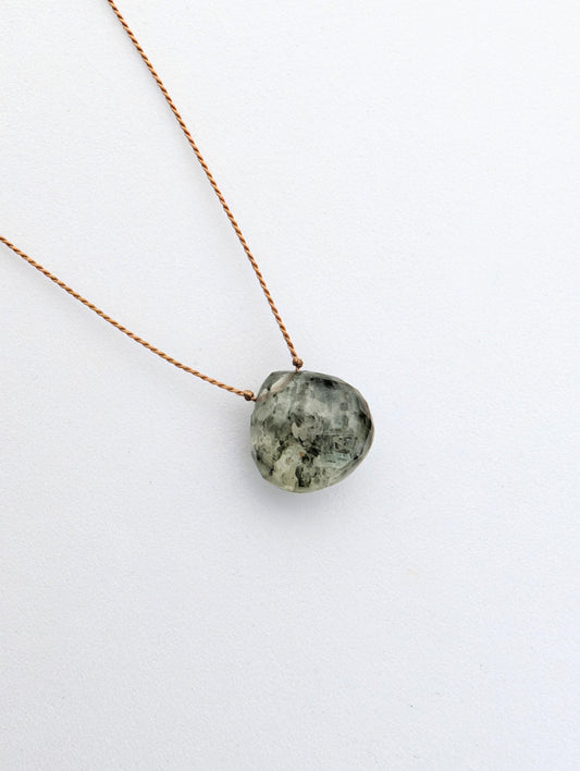 Moss Quartz Silk Cord Necklace