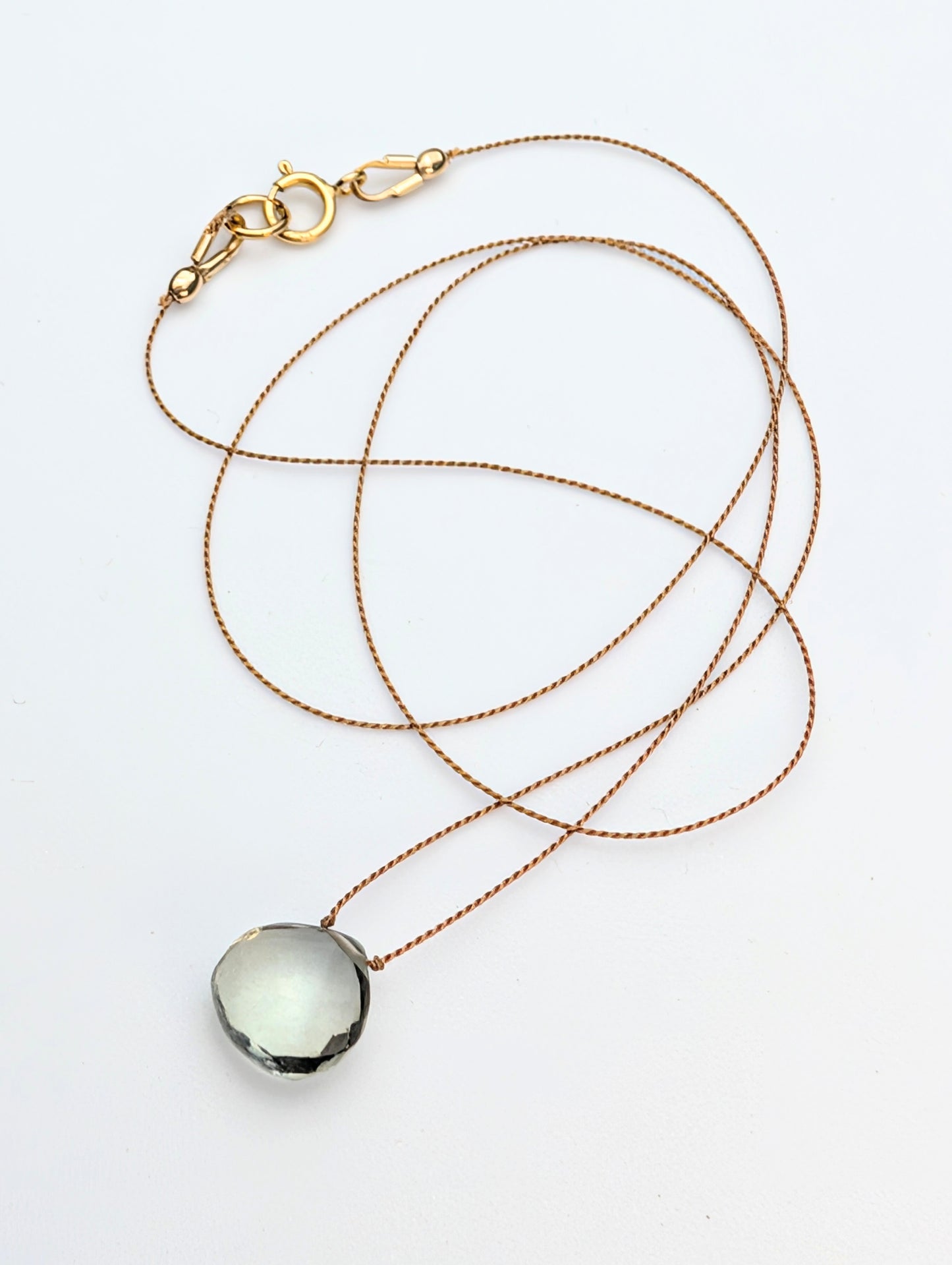 Green Amethyst Silk Cord Necklace