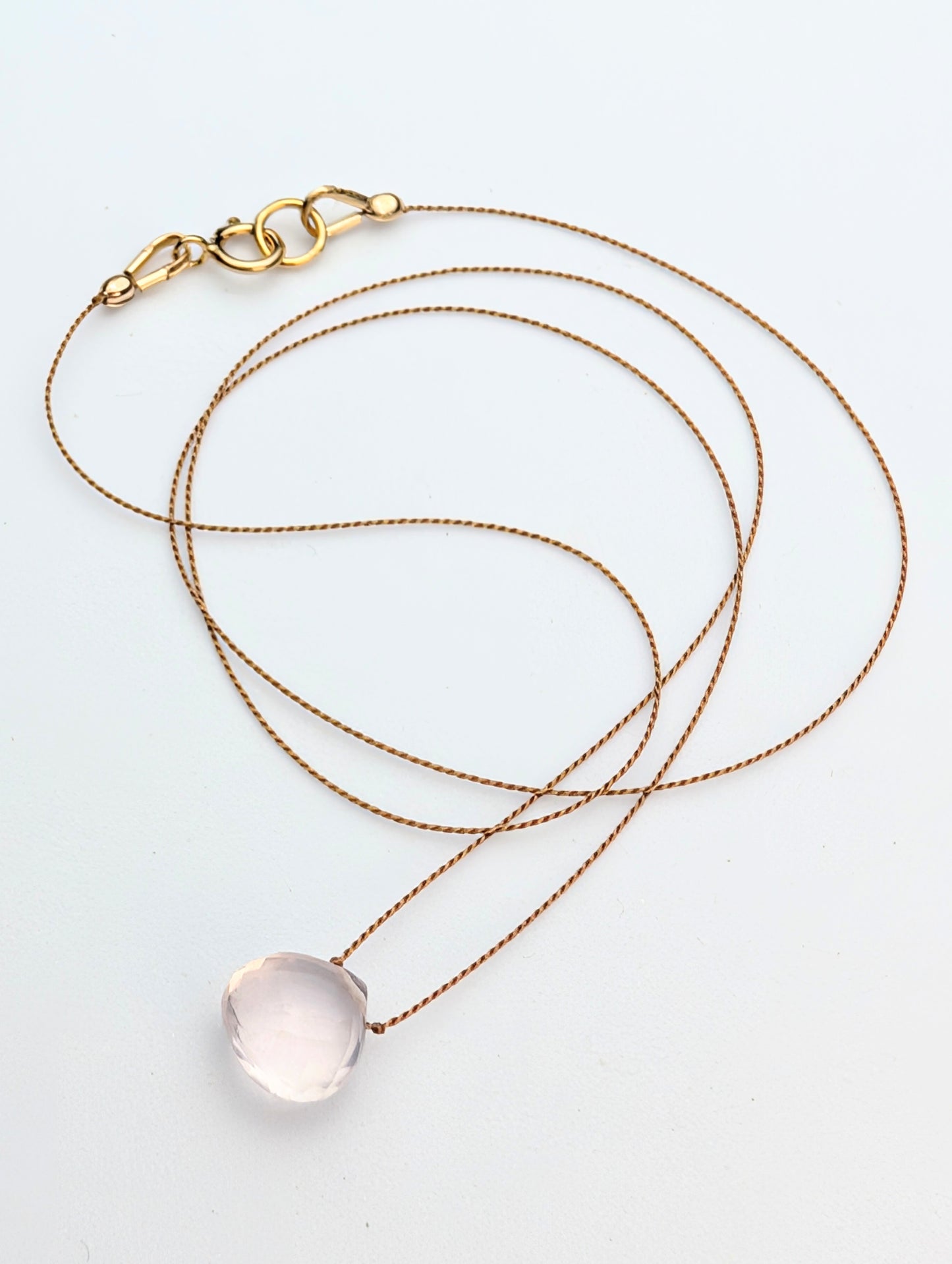 Rose Quartz Silk Cord Necklace