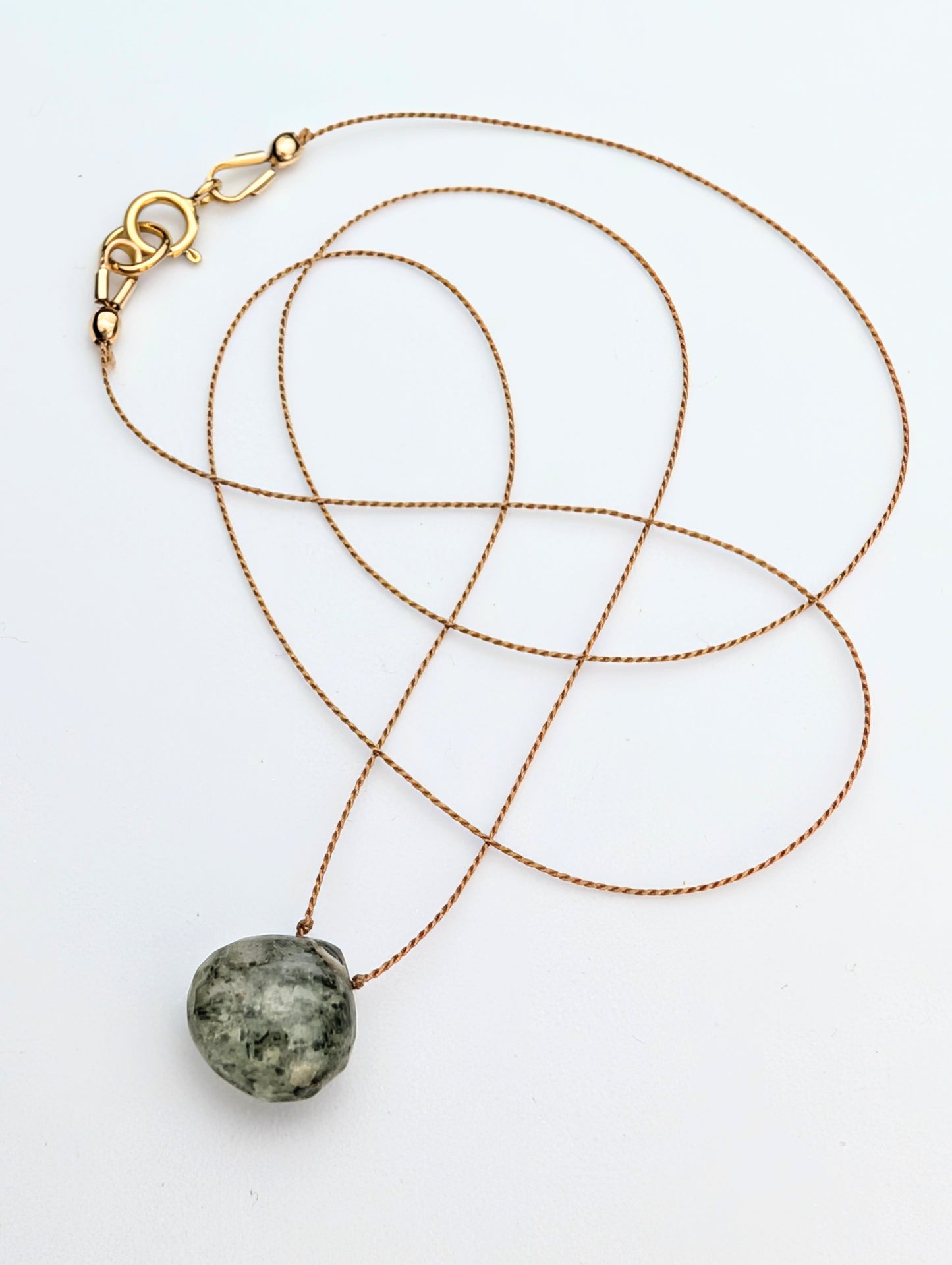 Moss Quartz Silk Cord Necklace