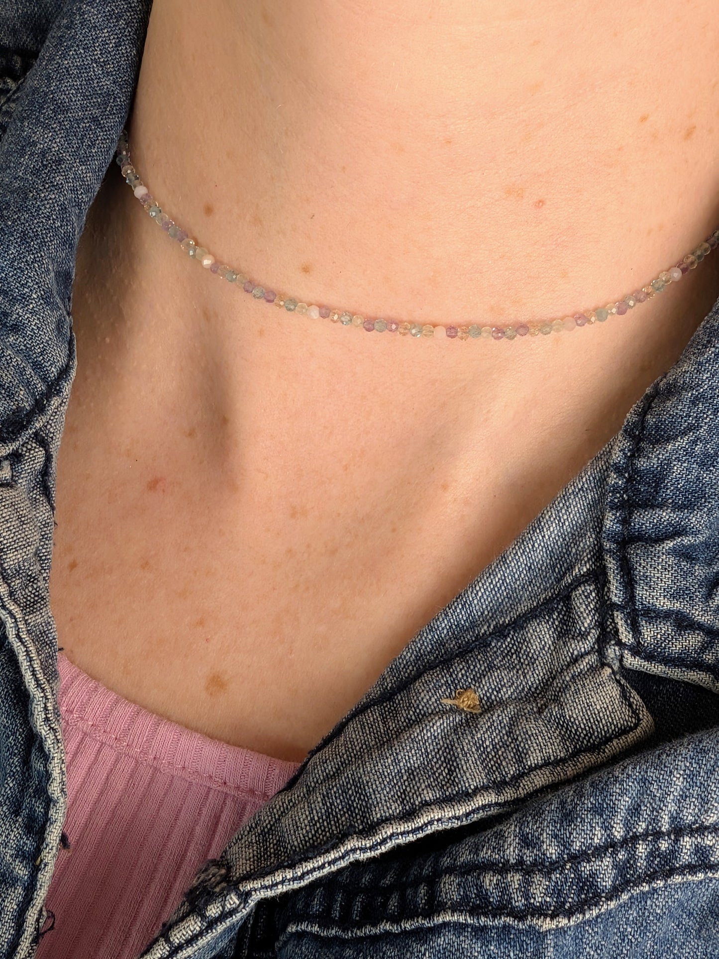 Pastel Gemstone Beaded Choker