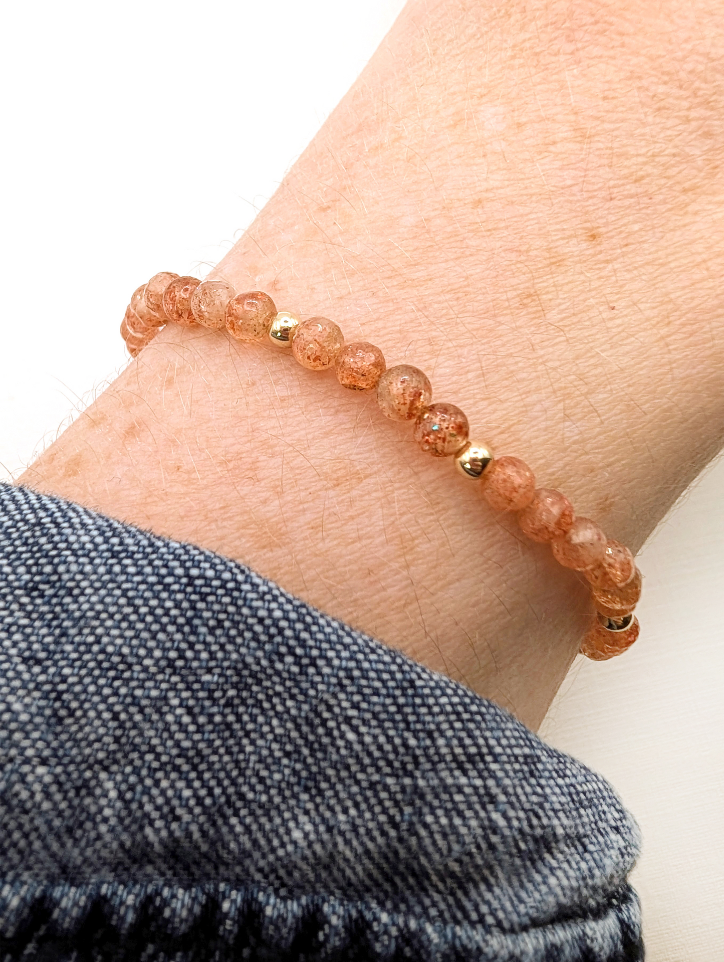 Sunstone & Gold Beaded Bracelet